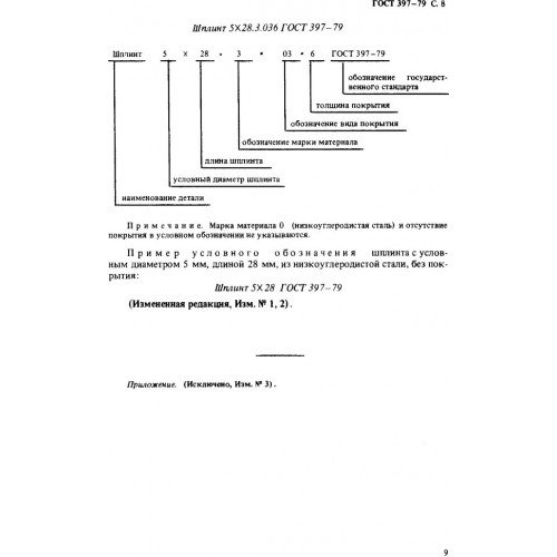 Шплинт ГОСТ 397-79